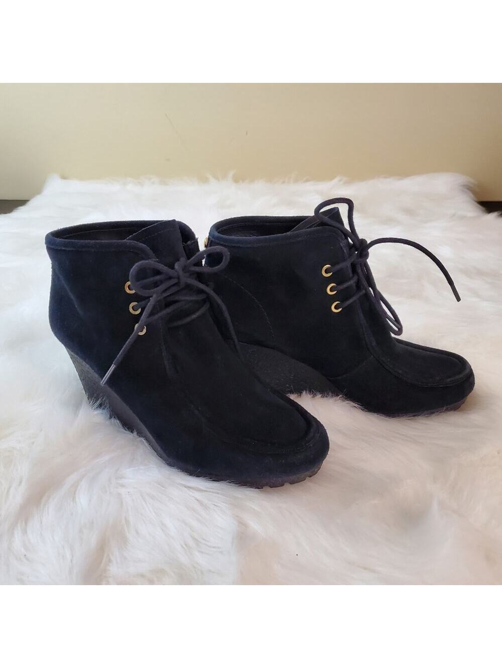 Michael Kors Size 9.5 $175 Rory Black Suede Wedge Moccasin Booties
